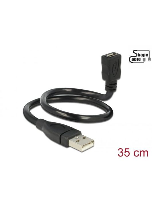 DeLock Cable USB 2.0 Type-A male > USB 2.0 Micro-B female ShapeCable 0,35m Black