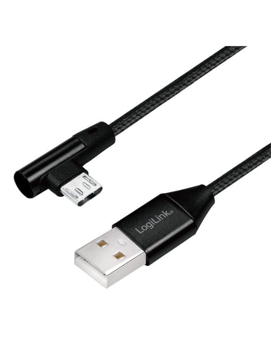 Logilink USB 2.0 cable, USB-A/M to Micro-USB/M (90°) 0,3m Black