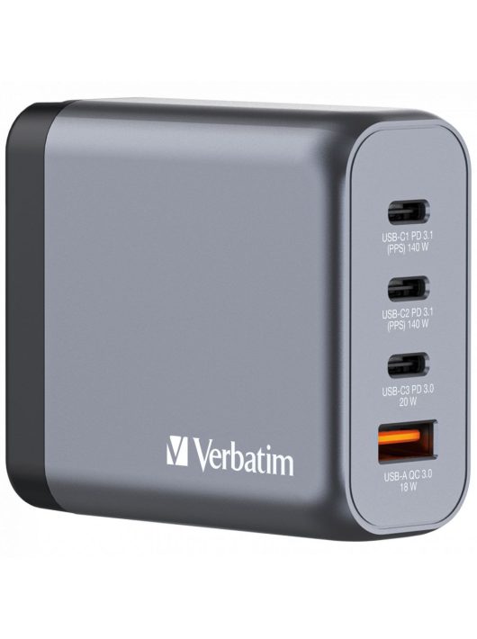 Verbatim 140W 4-Port GaN Wall Charger Grey