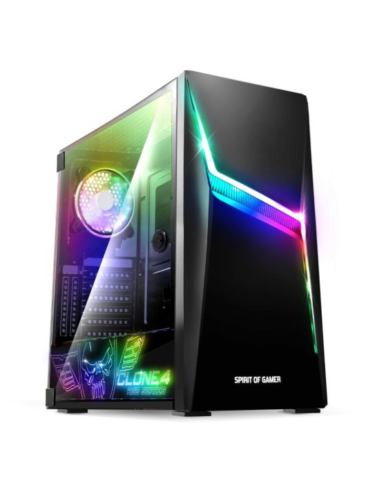 Spirit Of Gamer Clone 4 RGB Tempered Glass Black 