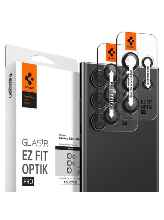 Spigen Glass tR EZ Fit Optik Pro 2 Pack for Samsung Galaxy S24 Ultra Black 