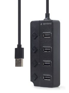 Gembird 4-port USB2.0 HUB with Switches Black