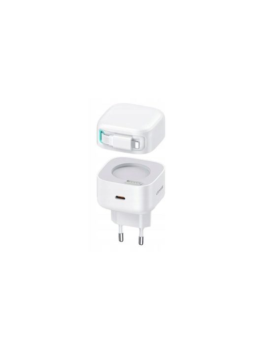 Usams CC209TC02 Hálózati töltő 1xUSB-C aljzattal + Lightning kábel 35W GaN White