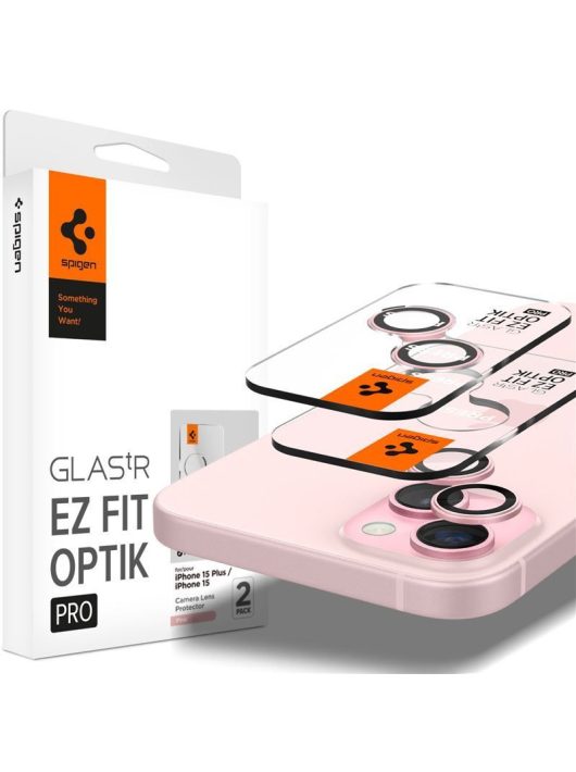 Spigen Glass tR EZ Fit Optik Pro 2 Pack iPhone 15/15 Plus/14/14 Plus Pink 