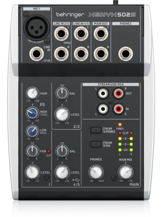 Behringer XENYX 502S Premium Analog 5-Input Mixer with USB Streaming Interface