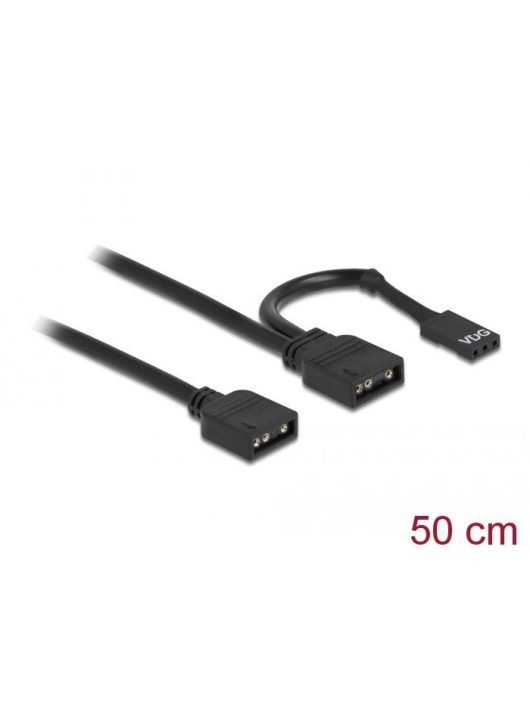 DeLock RGB Connection Cable 3 pin for 5 V RGB / ARGB LED illumination with 2 x 3 pin female 50cm Black