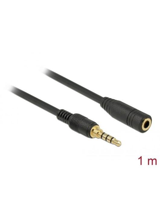 DeLock Stereo Jack Extension Cable 3.5 mm 4 pin male to female 1m Black