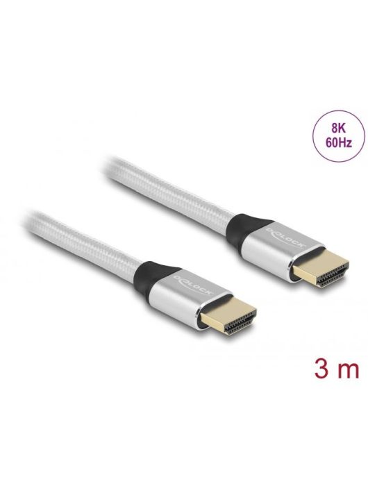 DeLock Ultra High Speed HDMI Cable 48 Gbps 8K 60Hz 3m certified Silver