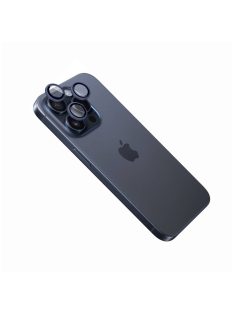   FIXED kameralencse védő biztonsági üveg Apple iPhone 15 Pro/15 Pro Max készülékekhez, sötétkék kerettel, FIXGC2-1202-DRBL