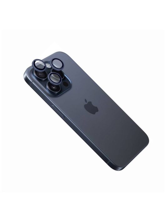 FIXED kameralencse védő biztonsági üveg Apple iPhone 15 Pro/15 Pro Max készülékekhez, sötétkék kerettel, FIXGC2-1202-DRBL