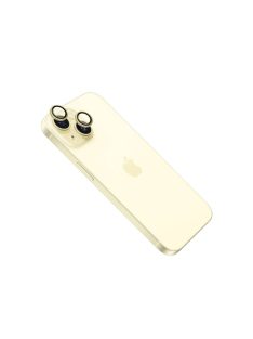   FIXED kameralencse védő biztonsági üveg Apple iPhone 15/15 Plus készülékekhez, sárga kerettel, FIXGC2-1200-YL