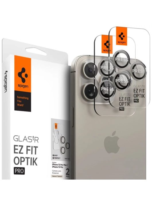 Spigen Glass tR EZ Fit Optik Pro 2 Pack iPhone 15 Pro/15 Pro Max Nature Titanium 