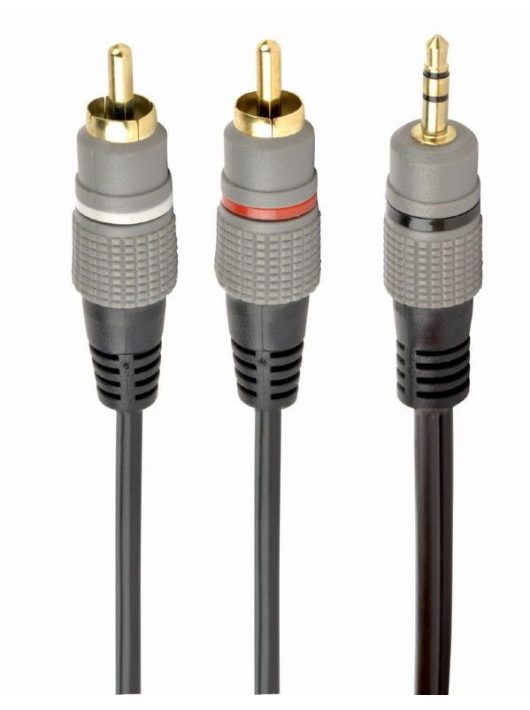 Gembird CCA-352-5M 3.5 mm stereo plug to 2xRCA plugs gold-plated connectors 5m cable Black