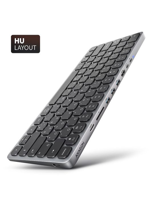 AXAGON HMC-KB-HU USB-C 5Gbps Keyboard 9in1 Hub Silver HU