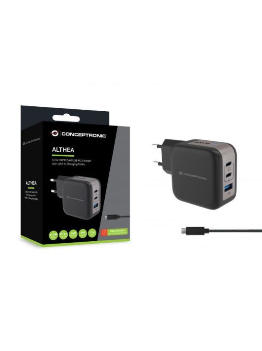 Conceptronic  3-Port 67W USB Charger Black