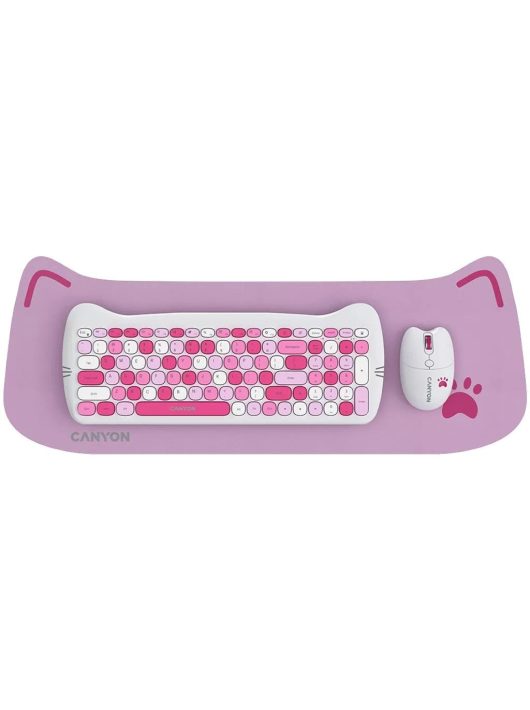 Canyon CNS-HSETW6PK-HU Wireless Keyboard Combo Kitty Edition Pink HU