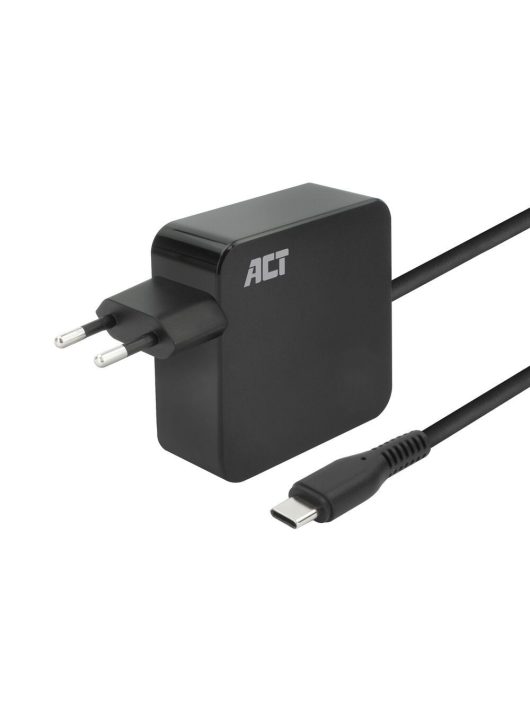 ACT USB-C laptop wall charger 65W with Power Delivery profiles 2m Black