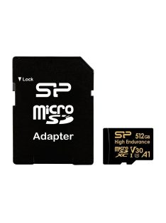   Silicon Power 512GB microSDXC Gold Series High Endurance Class 10 UHS-I U3 V30 A1 + adapterrel