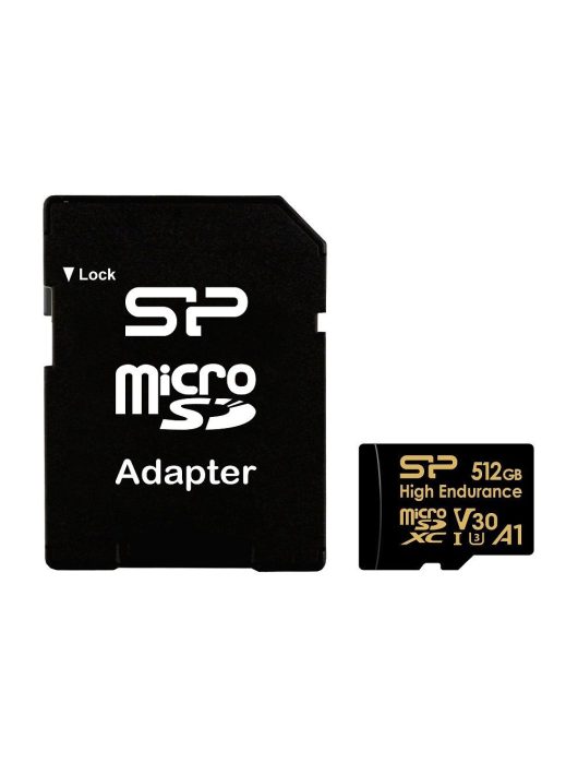 Silicon Power 512GB microSDXC Gold Series High Endurance Class 10 UHS-I U3 V30 A1 + adapterrel