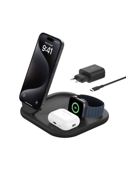 Belkin Boost Charge 3in1 Qi2 15W Charging Stand Black