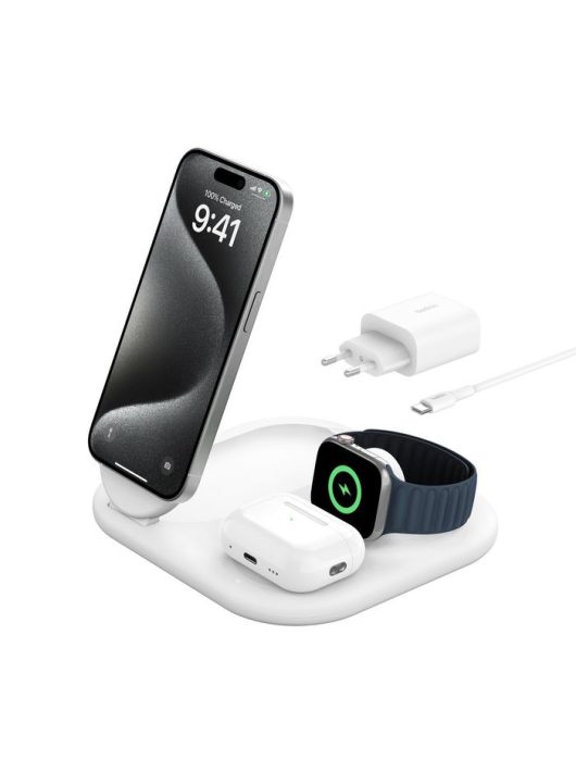 Belkin Boost Charge 3in1 Qi2 15W Charging Stand White