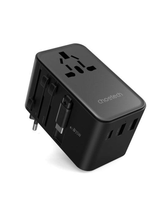 Choetech  PD5020 35W EU/US/AUS/UK Travel Adapter with Built-in USB-C Cable Black