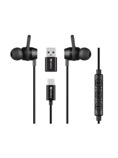 Sandberg USB-C/A In-Earset With Line-Mic Black