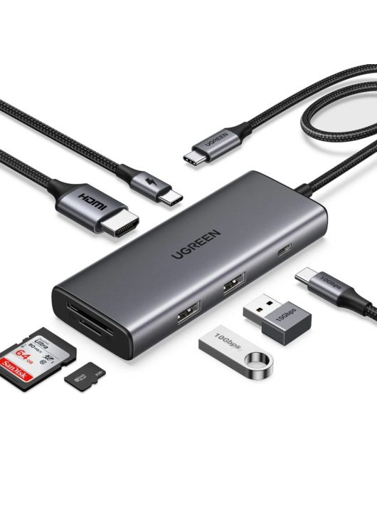 UGREEN Revodok Pro 107 USB-C Hub 7-in-1 10Gbps USB C 3.2 & 2 USB-A 3.2 4K HDMI Grey