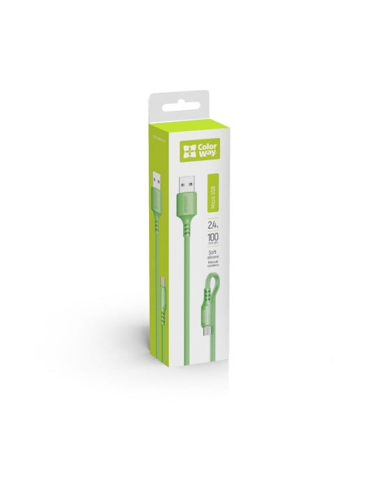 ColorWay USB to MicroUSB (soft silicone) 2.4A cable 1m Green