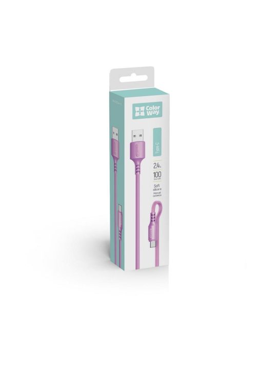 ColorWay USB to Type-C cable (soft silicone) 2.4A 1m Purple