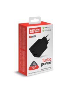   ColorWay USB töltő adapter (Type-C PD + USB QC3.0) (20W) V2 Black