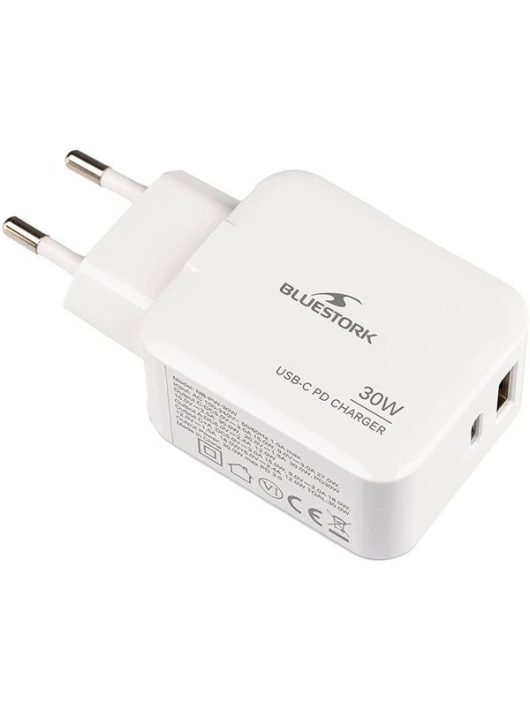 Bluestork PW-NB-30-C-A/2 30W USB-C PD Charger White