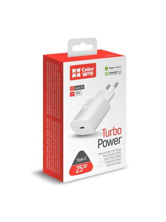 ColorWay USB töltő adapter Power Delivery Port PPS USB Type-C (25W) White