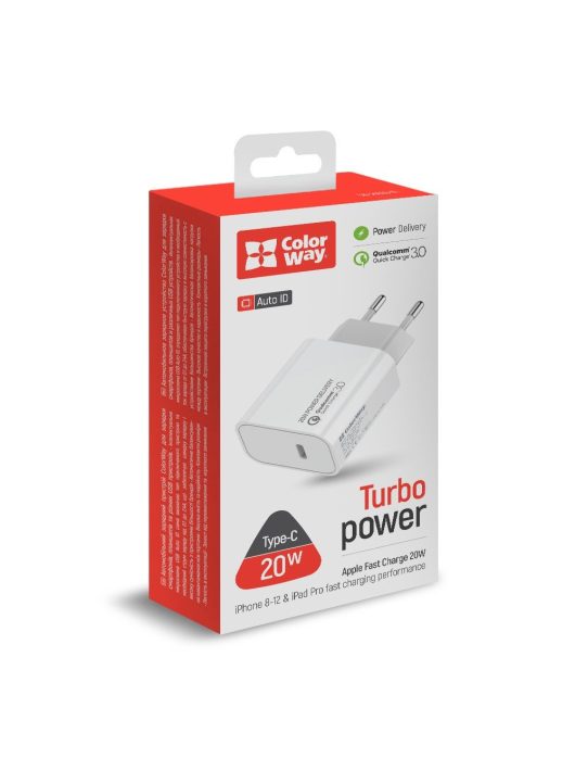 ColorWay USB töltő adapter Power Delivery Port USB Type-C 20W V2 White