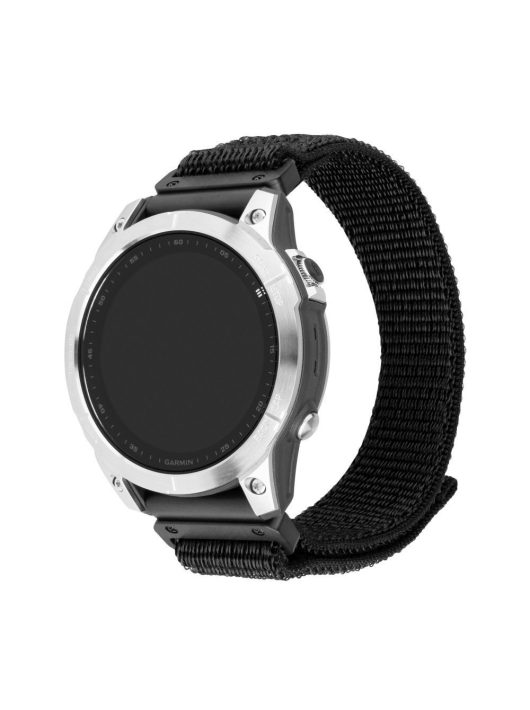 FIXED nylon sportos óraszíj Garmin QuickFit 22mm-es okosórához, fekete, FIXNST2-QF22MM-BK