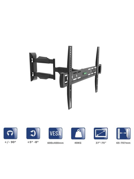 Akyga AK-MB-11 TV Wall Mount Full Motion Bracket +/-90° 40kg VESA 600x400mm 37-75"