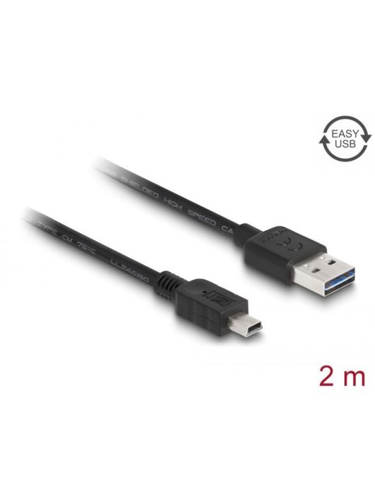 DeLock Cable EASY-USB 2.0 Type-A male > USB 2.0 Type Mini-B male 2m Black