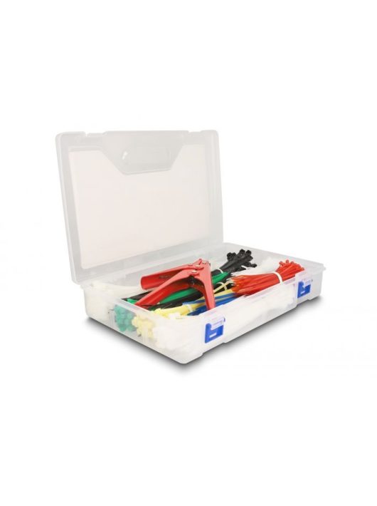 DeLock Cable tie assortment box with cable tie installation tool 600 pieces assorted colours