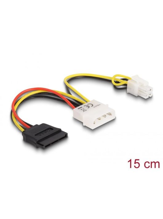 DeLock Delock tápkábel Molex 4 pinen apa > SATA 15 pines anya + P4 apa