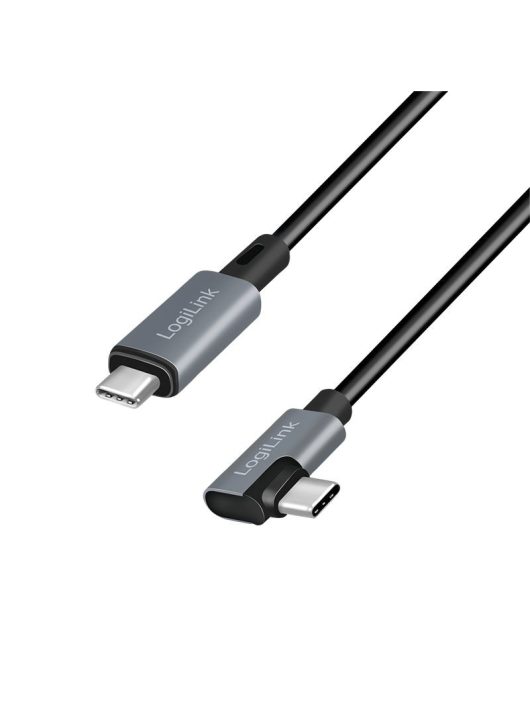 Logilink USB 2.0 Type-C cable C/M 90° to USB-C/M E-mark 3m Black/Grey