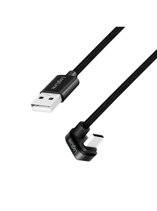 Logilink USB 2.0 Type-C cable C/M 180° to USB-A/M alu 1m Black