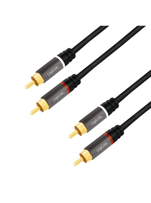 Logilink Audio cable 2xRCA/M to 2xRCA/M metal 10m Black