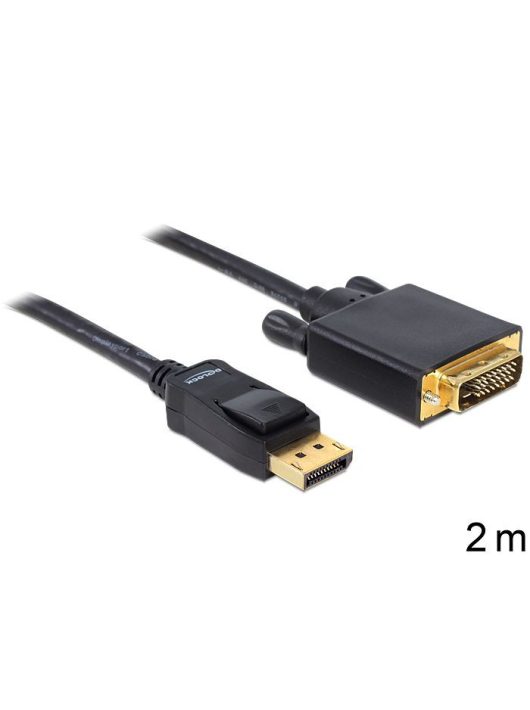 DeLock Displayport 1.2 male > DVI-I (24+1 Dual Link) male passive cable 2m Black