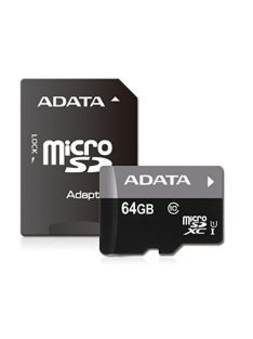 A-Data 64GB microSDXC Premier Class 10 UHS-I + adapterrel