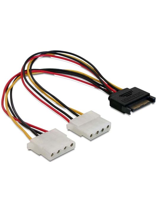 DeLock Cable Power SATA 15pin > 2x 4pin Molex female 20cm