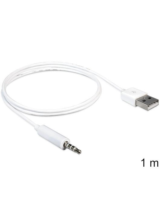 DeLock Cable USB-A male > Stereo jack 3.5 mm male 4 pin IPod Shuffle 1m White