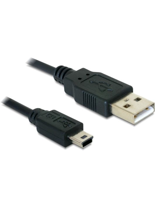 DeLock USB2.0-A > USB mini-B 5 pin male/male cable 1m Black