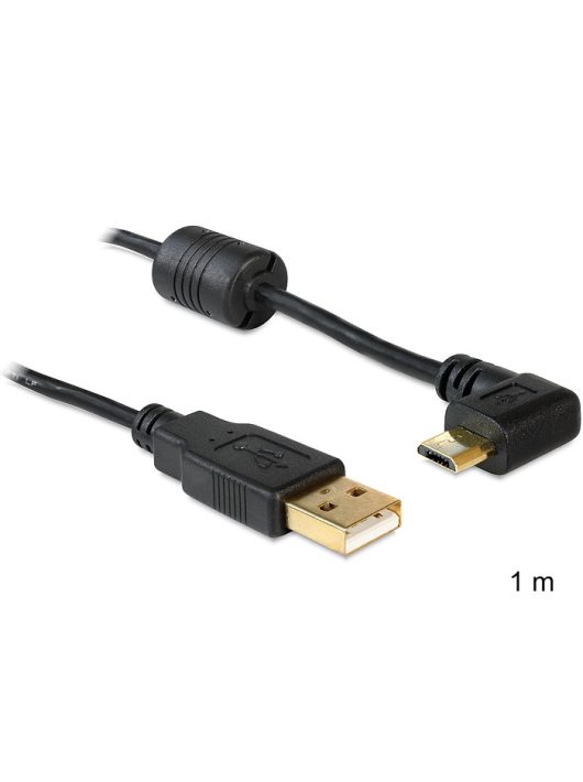 DeLock USB-A apa > USB micro-B apa kábel, 90°-ban forgatott bal/jobb 1m Black