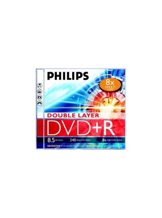 Philips DVD+R 8,5 Gb 8x kétrétegű normál tok (1-es címke)