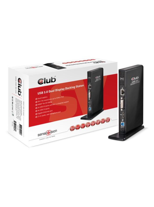 Club3D SenseVision USB3.0 Dual Display Docking Station